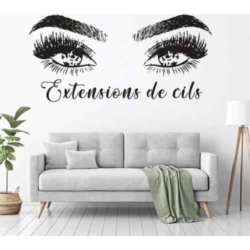 French Pattern Beauty Salon Decoration Extensions de cils Sign Vinyl Decals Magic Lashes Eyelash Window Stickers Vinyl Art AZ610