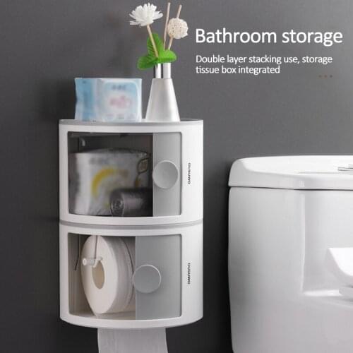 Waterproof Wall Mount Toilet Paper Holder Storage Towel Bathroom Tissue Paper Box Rack Bathroom Toilet Tissue Tube Storage Box