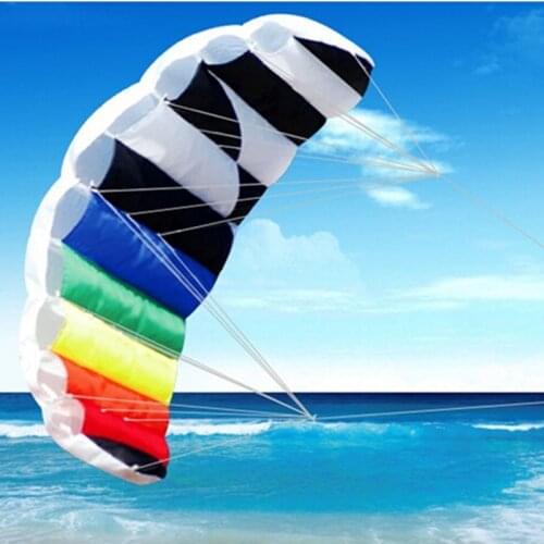 New High Quality 1.4 m Dual Line Parafoil Kite With Control Bar Line Power Braid Sailing Rainbow Sports Beach Good Flying