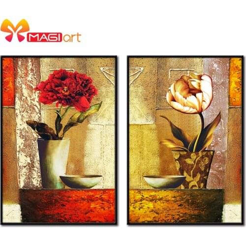 Cross stitch kits Embroidery needlework sets 11CT water soluble canvas patterns 14CT Oil painting Flower in Vase-NCMF016