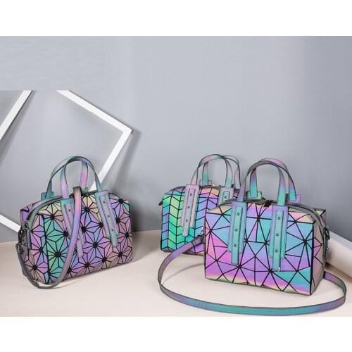 10 Inch Colorful Geometric Luminous Pillow Bag,Women Handbags,Crossbody Bags,Bucket Bag,Shoulder Bag,Tote