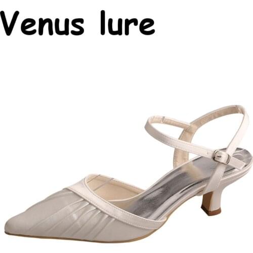 Pointed Toe Heels 5CM Slingback Ivory White Ladies Wedding Shoes for Bride