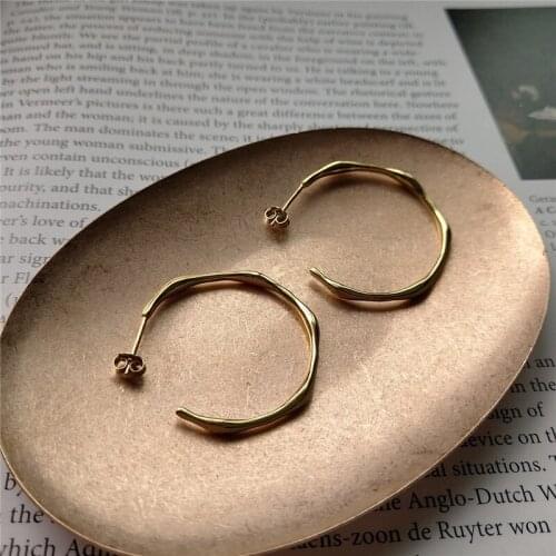 925 Sterling Silver Simple Smooth Ear Ring Big Circle Irregular Female Earrings For Women Wedding Jewelry Wholesale Fashion