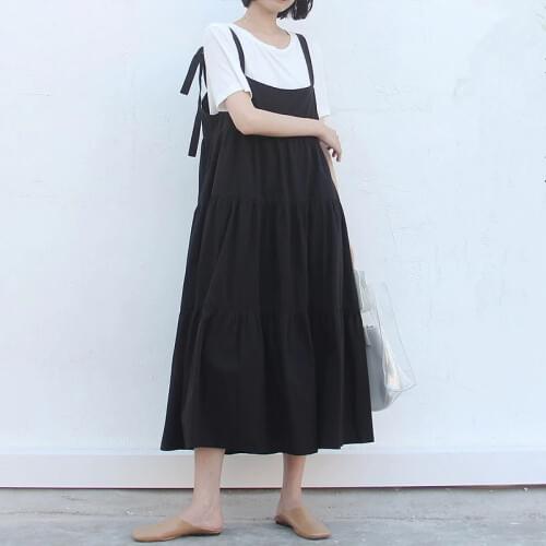 Women plus size M-7XL fashion casual thin cotton linen sleeveless tank long dress solid ruffles square collar 2020 new summer