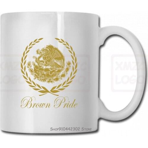 Gold Brown Pride Mug Cup Mexican Roots Heritage Chicano Mexico Cholo White Tee Women Men