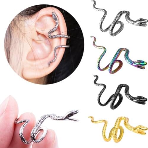 1PC Snake Ear Cuffs Copper Clip on Earrings for Women Men Non Pierced Without Piercing Ear Wrap Earcuff Fake Piercing Jewelry