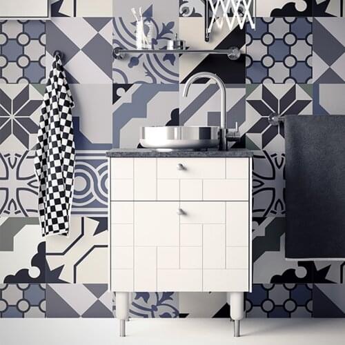 Morocco Retro Tiles DIY 60x60cm Stickers for Bathroom kitchen Tile Stickers Decor Adhesive Waterproof PVC Stair Waist Line