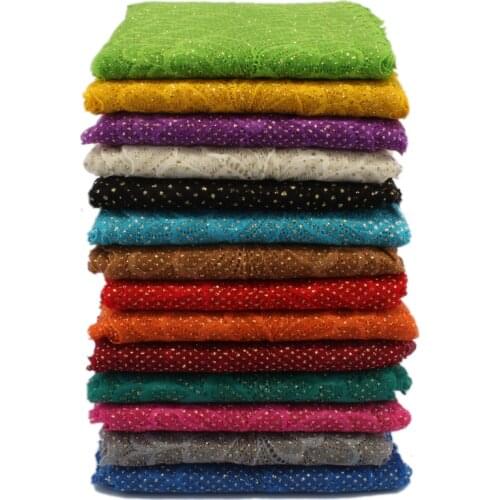 10Y 19cm Weave Mesh Flower Lace Trimming Ribbon for DIY Accessories Knitted Lace Stretch with Gold Dot Sequins for Women Garment