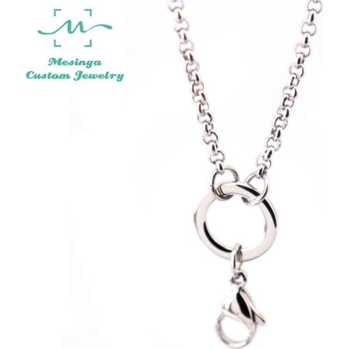 10pcs 20inch 2.5mm width 316L surgical Stainless steel custom rolo chain floating charm locket pendant chains necklace chain