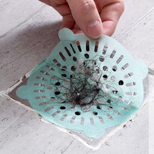 10pcs Disposable Bathroom Sewer Outfall Sink Drain Hair Strainer Stopper Filter Sticker Kitchen Supplies Anti-Blocking Strainer