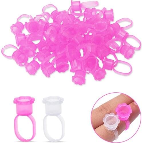 100Pcs Disposable Eyelash Extension Glue Rings Tattoo & Permanent Makeup Pigment Ink Holder glue container