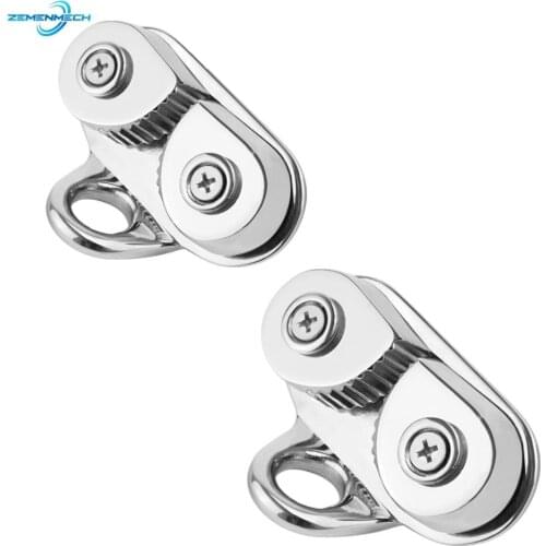 2PCS 316 Stainless Steel Boat Fast Entry Cam Cleat With Leading Rings Ball Bearings Rope Clamp Boat Cleats Kayak Inflatable