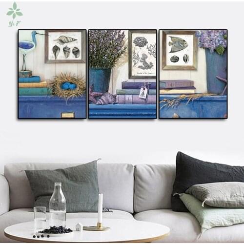 3 Pcs Canvas Scandinavian Home Decor Pink Flower Desk Nordic Living Room Kids Room Wall Decor Oil Painting