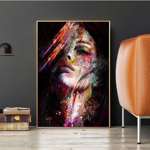Abstract Graffiti Art Wall Paintings Pop Art Posters and Prints Modern Girls Canvas Painting Cuadros For Living Room Wall Decor