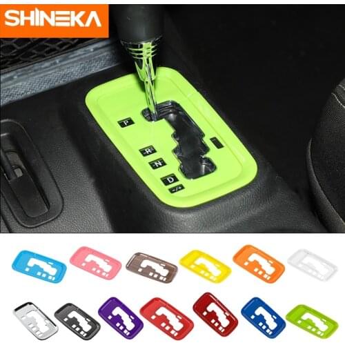 SHINEKA Interior Accessories For Jeep Wrangler JK 2011-2017 2/4 Doors ABS Car Gear Shift Panel Decoration Cover Trim Decal