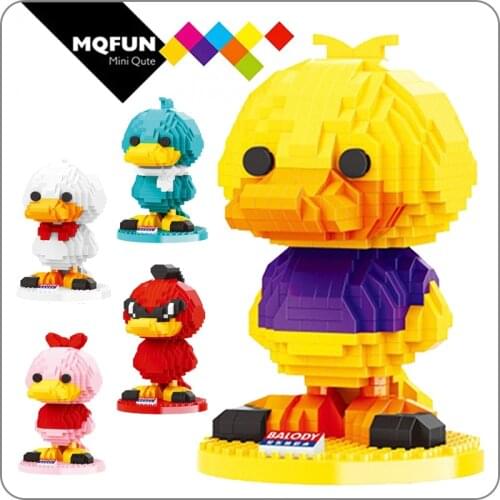 Balody Duckbill Cartoon Blue Duck Animal 3D Model DIY Diamond Mini Building Micro Blocks Bricks Educational Toy for Children