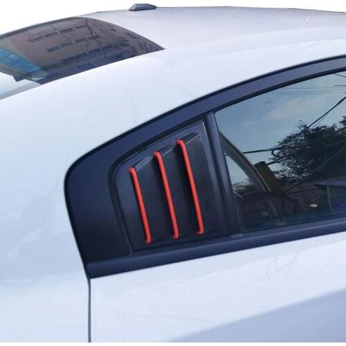 Crosselec Side Window Louvers Air Vent Scoop Shades Cover Blinds ABS for Dodge Charger 2011-2021 (Red line)