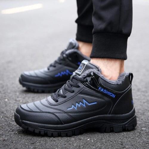 Large Size Non-slip Warm Sneakers Winter Mens Sport Shoes Winter Mens Running Shoes Women Sports Shoes Men Black Fur GMD-0564