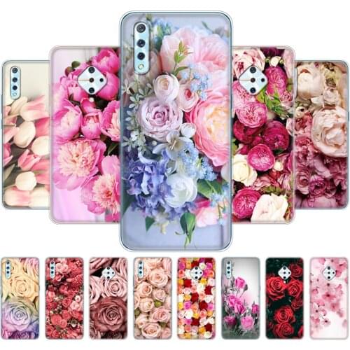 Case For Vivo Y11 2019 Y17 Y15 Y12 Y3 Y19 Y91C Y1S Y30 Y50 V17 Neo V11 Pro i Case Y 15 12 3 11 V 17 Cover Flower Rose Peony