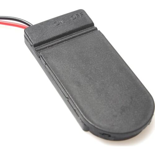 Plastic Black 6V CR2032 LIR2032 2*Button Coin Cell Button Battery Holder Battery Cell Case Box 6V Wire Lead ON/OFF Switch