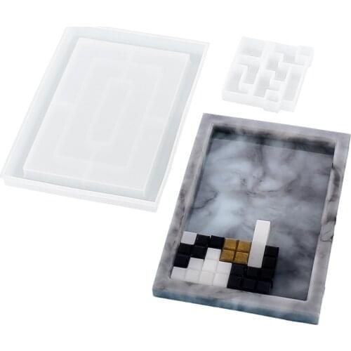 1 Sets Tetris Silicone Mold Making Accessories Family Interactive Games Tetris Resin Mold DIY Supplies For Kids Friends Playing