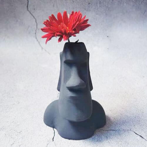 Molds for Concrete Chile Easter Island Moai vase Silicone flower pot mold Pen holder plaster crafts candle forms soap clay mold