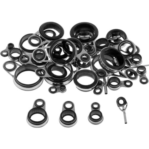 37Pcs Telescopic Fishing Rod Guides Top Tips Ring Set Rod Repair Kit Mixed Sizes 1-16mm
