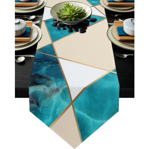 Squares Green Marble Texture Table Runner Modern Table Flag Home Party Country Wedding Decoration Tablecloth Table Runners