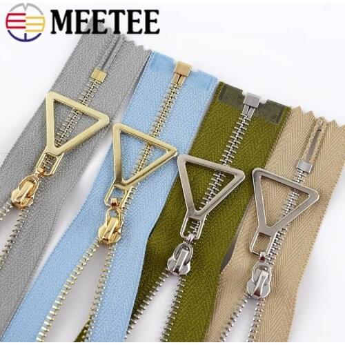 Meetee 2pcs 20-70cm 3# Metal Zipper Close-End Open-End Auto Lock Gold Silver Tooth Single Open Zip DIY Garment Sew Accessories