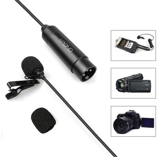 MAONO XLR Lavalier Microphone Metal Clip-on Condenser Lapel Mic Shirt Collar Microphone for Camcorders Canon Sony DSLR Camera