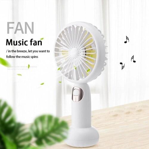 ELOOLE Cute Charging Electric Fan Mini Air Cooling Fan Bluetooth-Compatible Speaker Portable Desktop Bedroom Portable Ventilador