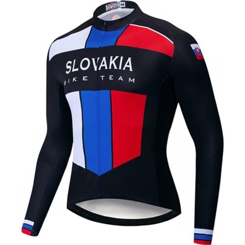 Slovakia Thin&fleece Autumn&Winter mens Long Sleeve Cycling clothing Breathable Anti-UV Bicycle Wear Sleeve Cycling Jersey