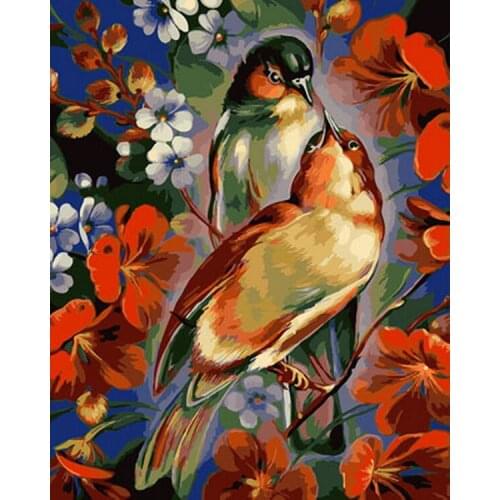 Frameless diy paintings by numbers paint by number for home decor PBN for living room 4050 bird twins