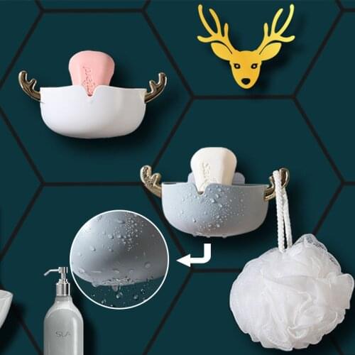Nordic Antler Drain Rack Bathroom Shelves Hooks Soap Dish Creative Home Decor Holders Cute Soap Box Storage Containers