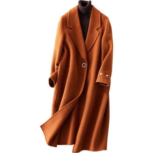 2020 New Long Fund Self-cultivation Alpaca Two-sided Wool Overcoat Hertz Basis Overcoat