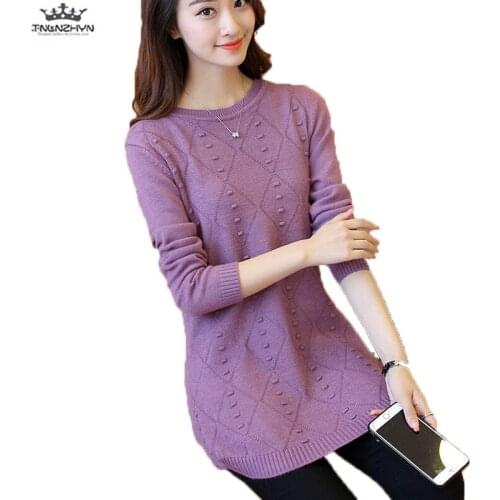 Tnlnzhyn 2019 New Spring Autumn Women Sweater Round Neck Long Sleeve Knitted Pullover Sweater Casual Loose Sweater Y1186