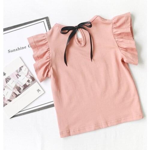 2 3 4 5 6 7 Years Toddler Girls T-shirts Cotton Fashion Flying Sleeve Tops for Girls Kids Clothing Baby Tees Casual Kids Tshirts