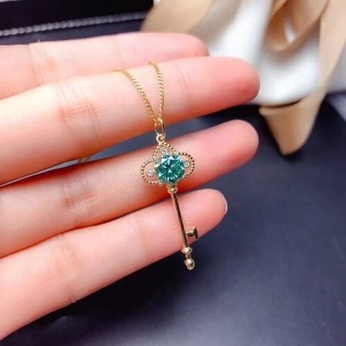 Passed Diamond Test Perfect Cut Moissanite 925 Sterling Silver Brilliant Green VVS Pendant Necklace Women Trendy Luxury Jewelry