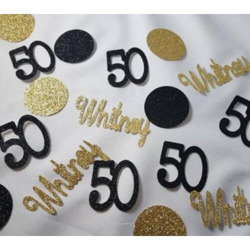 Personalize Any Name number 50th anniversary Birthday Party confettis baby shower table scatters Christening baptism confettis