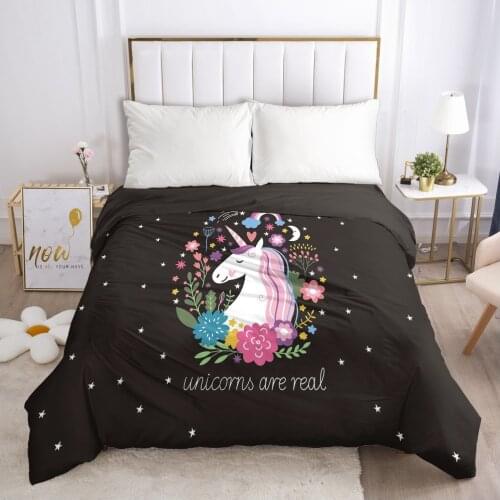 Unicorn Cartoon Duvet Cover with Zipper Comforter/Quilt/Blanket Case 140x200 3D Bedding For Children Kids Baby Girls Boys