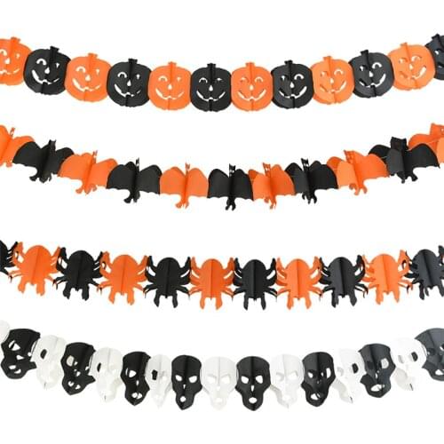 3Meter Halloween Hanging Garland Bunting Bat Pumpkin Ghosts Spider Paper Banner Halloween Party Decorations Horror Props