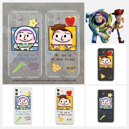 Disney Buzz Lightyear Woody Transparent Anime Phone Case for iPhone 11 12 Pro Max mini 7 8 XR X XS MAX plus SE shockproof cover