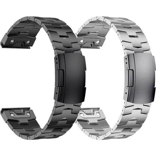 QuickFit 22mm 26mm Watch bands For Garmin Fenix 5 5X Plus Titanium +Metal Stainless steel clasp Strap EasyFit Watchband Bracelet