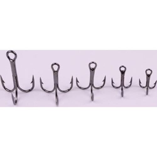 100pcs High Carbon Fishing Hook Treble Hooks Super Sharp solidHooks 7 Size 2/4/6/8/10/12 Triple Barbed Steel Fish hook