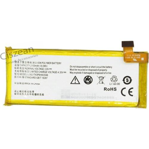 Ciszean 1x Phone Replacement Battery For ZTE Q505T Q802C Q802D N9130 Li3821T43P6h903546 2100mAh Batteria Batterij Batteries