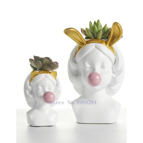 Creative Nordic style Resin vase Cute girl bubble gum Decorative flower pot modern lovely Art decoration Flower arrangement