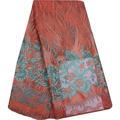 High Quality African Lace Fabric For Wedding 2018 Embroidered France Mesh Lace Fabrics Multicolor Nigerian Guipure Cord Lace 857