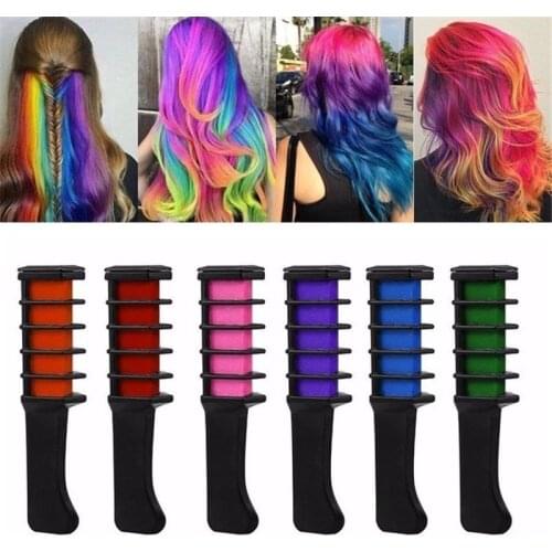 1PC 6Colors Temporary Hair Chalk Color Comb Dye Kits Disposable Cosplay Party Hairs Dyeing Hair Color Combs