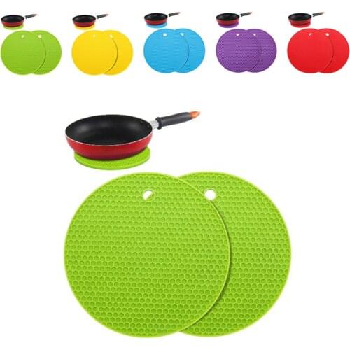 2pcs Round Heat Resistant Silicone Mat Cup Coasters Multifunctional Non-slip Pot Holder Table Placemat Kitchen Accessories Tool