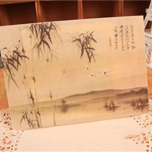 5Pcs/Pack 17.5cm*12.5cm China Bamboo Ink Painting Clear Paper Envelope For Shcool Office Stationery Postcard And Letters Bag